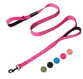 HIHANHAN Reflective Dog Leash with Double Handle, Dog Leash 4 FT Long, Supports Medium and Large Dogs, Heavy Duty for Walking, Running, and Training, Rose Red