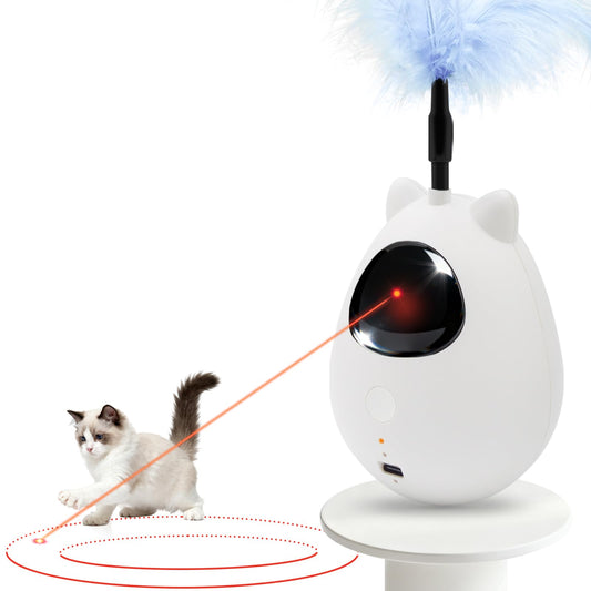 Simxihong Cat Toy, Cat Toys for Indoor Cats, Cat Laser with 3 Speed Modes and 3 Adjustable Rotation Ranges, Feather Interactive Wobble Toy for Bored Indoor Adult Cats and Kittens