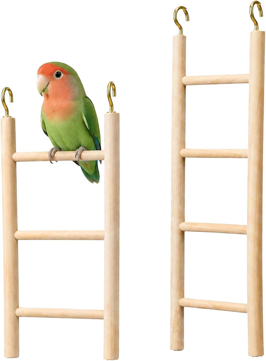 YUXIANLB 2 Pcs Wooden Bird Ladder for Cage, Natural Bird Toys Accessories