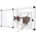 Sliding Cat Door for Window, Fits 32"-37" Width Window, 1-Min Install | Aluminum Frame + HD Glass | Weatherproof Design | Magnetic Closure Window Cat Door Insert, Adjustable Pet Door Window for Cats