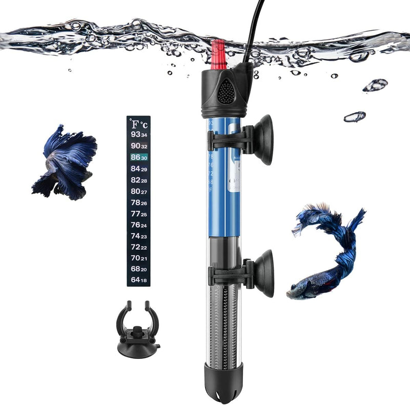 Hitop 25W/50W/100W/300W Adjustable Aquarium Heater, Submersible Glass Water Heater for 5 – 70 Gallon Fish Tank (50W)