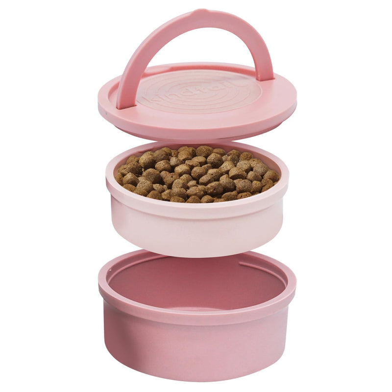 KindTail Dog Travel Bowls - Set of 2 Portable Pet Food & Water Dishes with Lid & Handle - Each Nesting Container Includes a Non-Slip Silicone Base - Microwave & Dishwasher Safe - BPA & Toxin-Free