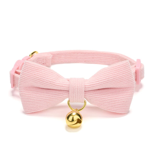 YUDOTE Cotton Breakaway Cat Collar with Bow Tie and Bell, Adjustable Cute Soft Corduroy Kitten Collars for Girl Cats