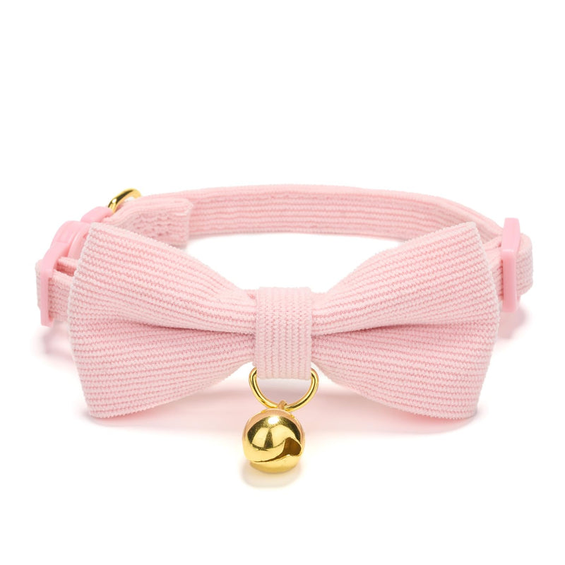 YUDOTE Cotton Breakaway Cat Collar with Bow Tie and Bell, Adjustable Cute Soft Corduroy Kitten Collars for Girl Cats
