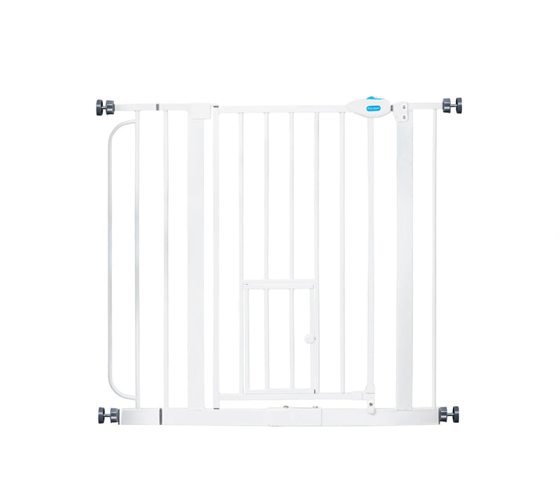 Carlson 29.5–36.5” Extra Wide Dog Gate with Small Pet Door, Walk-Through Pressure Mounted Metal Indoor Pet Safety Gate, Tested and Trusted by Pet Parents, American Designed, American Owned