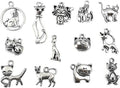 Kinteshun Assorted Cats Pet Charm Pendant for DIY Jewelry Making Accessaries(42pcs,Antique Silver)