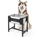 2.5 Gallon Elevated Dog Water Bowl for Large Breeds, 14.2" Tall Raised Stainless Steel Large Dog Water Bowl with Full Metal Stand for Relief Joint Pressure, Tip-Proof, Easy to Clean, Indoor & Outdoor