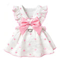 Dog Dresses for Small Dogs Girl Female Dog Cat Clothes Dress Cute Cotton Extra Summer Clothes Bow Decor Printed Love Birthday Outfit Puppy Clothes (Light Pink, X-Small)