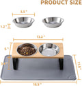 Upgraded Elevated Cat Bowls with Food Mat,15°Tilted Stand Anti Vomiting Raised Cat Dishes for Food and Water,2 Stainless Steel Bowls for Cats and Puppy