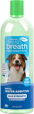 TropiClean Fresh Breath Max Strenth Water Additive, Teeth Cleaning, 33.8oz