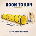 Dog Agility Tunnel, 10 FT Long x 23.6 Inch Diameter Large Dog Tunnel, 420D Oxford Fabric Foldable Training Equipment wit