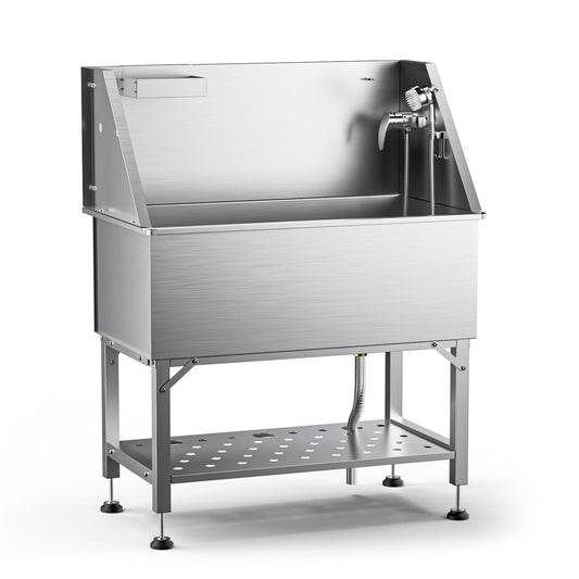 RDCMKL 38" Stainless Steel Dog Washing Station - 304 Seamless Soaking Tub for Small & Medium Dogs, Non-Slip & Leak-Proof Pet Grooming Sink with Bottom Storage Shelf & Hair Catcher for Home & Spa