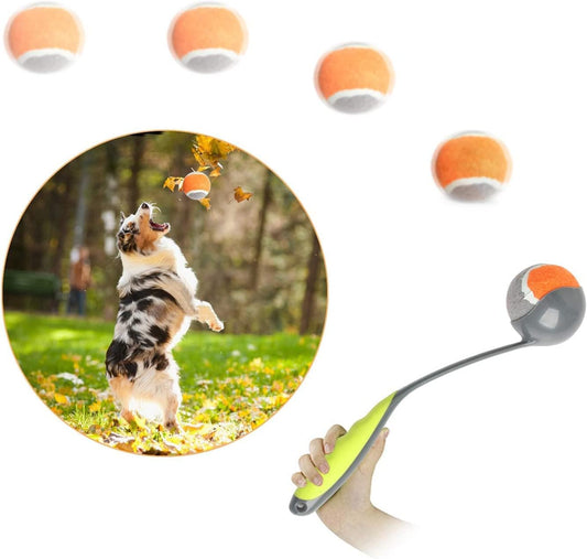 PAWISE Dog Ball Launcher for Small & Medium Dogs, 12.2" Dogs Fetch Toy with Tennis Bal, Portable Hands-Free Pick-Up Thro