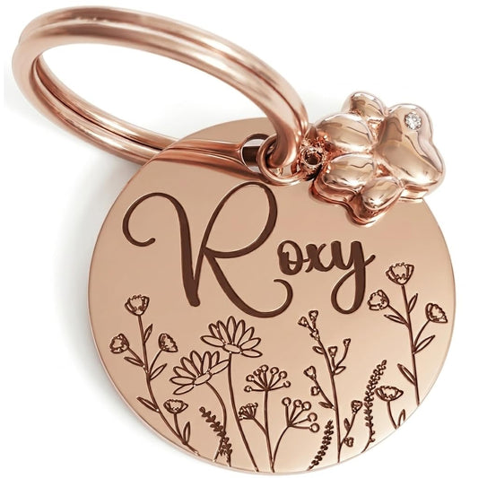 MiauCraft Lifetime Customizable Cat & Dog Tag Double-Sided | Cat tag: Durable Stainless Steel. Custom Engraved Dog Tags for Collars, Harnesses & Leashes | Many Fonts & Design (Rose Gold, Round)