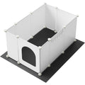 HOOBRO Cat Litter Box Enclosure with Large Oxford Mat, Extra Large Litter Box Shield with Row-Hook, 30.3" L x 18.5" W x 15.7" H, Compatible with Most Litter Boxes, White BW07PP03