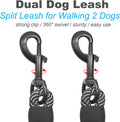 Mycicy Double Dog Leash Coupler, Heavy Duty Extension Rope for Two Dogs, No Tangle 1/2" Thick Dual Dog Lead Splitter for Large Medium Dogs Over 40 lbs (Black)