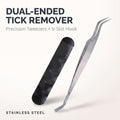 Junfamilee Silver 2 in 1 Tick Removal Tool for Pets,Stainless Steel Professional Tick Tweezers Ticks Remover for Dogs, Flea and Tick Control,Cats and Humans,Tick Remover Tools