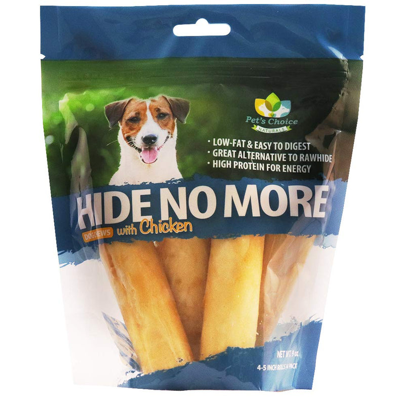 Pet’s Choice Pharmaceuticals HideNoMore, Rawhide Free Chicken Chew Treats for Dogs, 4-5