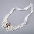 Pet Beautiful Pearl Necklace, Teddy Adjustable Bow Tie with Pearl Dogs Neck Collar Wedding Party Pets Headwear for Pets 