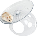 Hamiledyi Hamster Flying Saucer with Hideout House Plastic Hamster Wheel Small Animal Silent Running Wheel Gerbil Exerci
