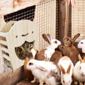 kathson Rabbit Hay Feeder Rack Wood Grass Holder Less Wasted Hay Box Food Feeding Manger Hanging Hay Dispenser for Bunny