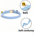 Soft Corduroy Cat Collar for Small to Large Cats, Adjustable 7-11 Inch, Gold Buckle & Bell