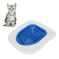 Thonlai Cat Toilet Training Kit, Universal Reusable ABS Cat Litter Trainer with Groove Design for Pet Cleaning (White Tray, 1 Blue Inner Support)