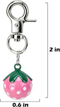 EXPAWLORER Pet Bells for Dog Cat Collar Charm - 2 Pack Cat Collar Accessories Bells Loud, Pet Jingle Ornament Training Pendant Neck Decoration Strawberry Shaped, Tracker for Saving Birds, Pink