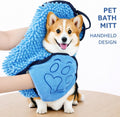 gemxtkg Super Absorbent Dog Bath Towel & Grooming Glove Set – Soft Chenille Dog Drying Towel for Small Dogs & Puppies, Quick Dry, Machine Washable, Non-Toxic, Blue