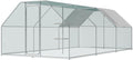 Chicken Coop Large Metal Chicken House/Pen with Climbing Frame for 15-20 Chickens, Outdoor Walk-in Poultry Cage Flat Sha