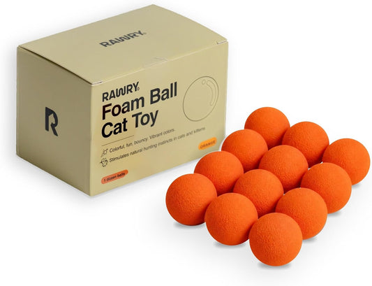 Rawry Foam Ball Cat Toy for Indoor Cats & Kittens,12 Pack, Orange