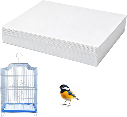 Bird Cage Liner Papers,50 PCS Disposable Cage Paper Liners,Precut Absorbent Cushion Pad Mat Accessories for Pet Bird(11.