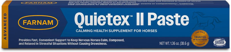 Farnam Quietex II Horse Calming Paste, 32.5 ml Syringe, Manage Nervous Behavior & Keep Horses Calm, Focused & Composed, 