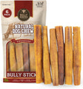 Bully Bunches Premium (6" Jumbo - 6 Pack) Odor-Free Bully Sticks for Medium & Large Dogs - Consistently Sized, Long Last