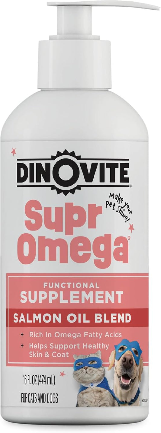 Dinovite SuprOmega Salmon Oil for Dogs & Cats, Skin & Coat Support, 16 oz