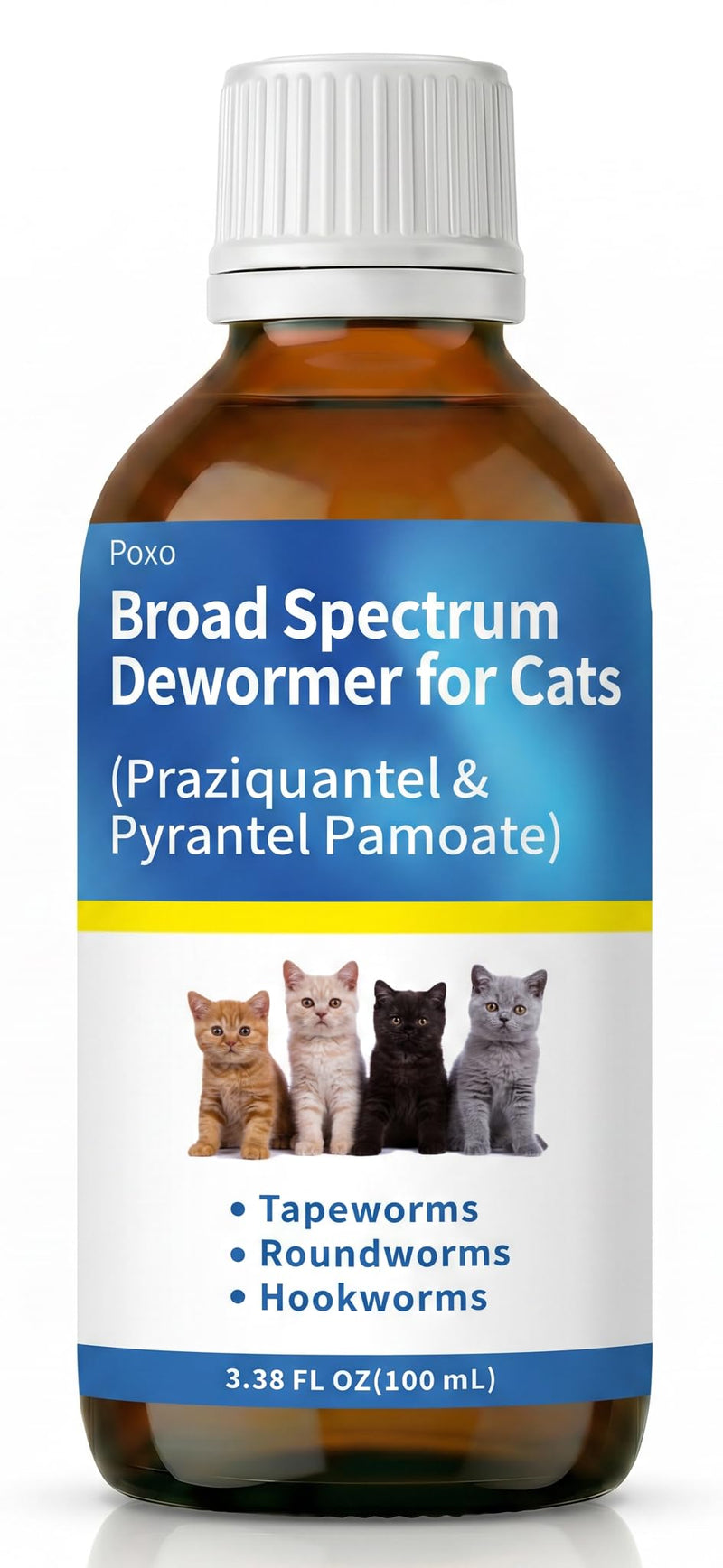 Broad Spectrum Dewormer Liquid for Cats and Kittens ( Praziquantel & Pyrantel Pamoate), No-Stress Dosing - Vet-Grade Defense - Safe for 6 Weeks+ | 100 mL