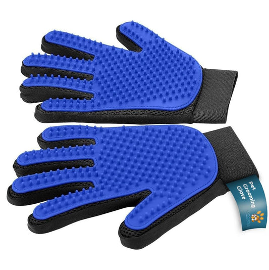 Tailio Pet Grooming Gloves – Efficient Dog & Cat Grooming Gloves 2-in-1 Deshedding Glove & Massage Mitt for Bathing, Washing & Shedding, Safe for Short/Long Hair – 2pcs (Blue)
