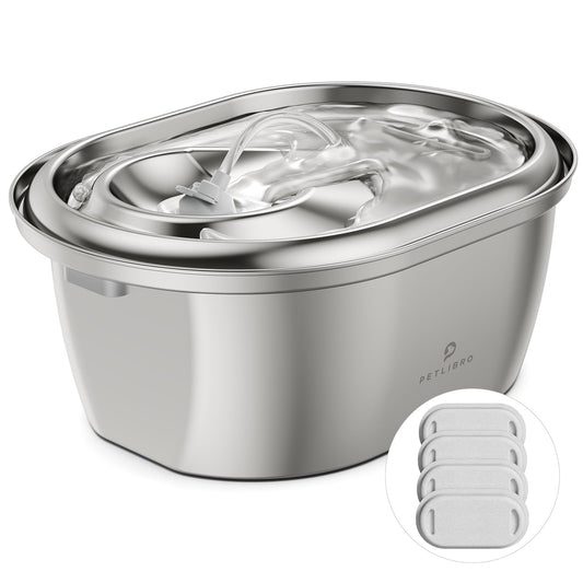 PETLIBRO Stainless Steel Cat Water Fountain, 101oz/3L Pet Water Fountain for Cats Inside, Food-Grade Dog Water Fountain, Automatic Cat Water Dispenser