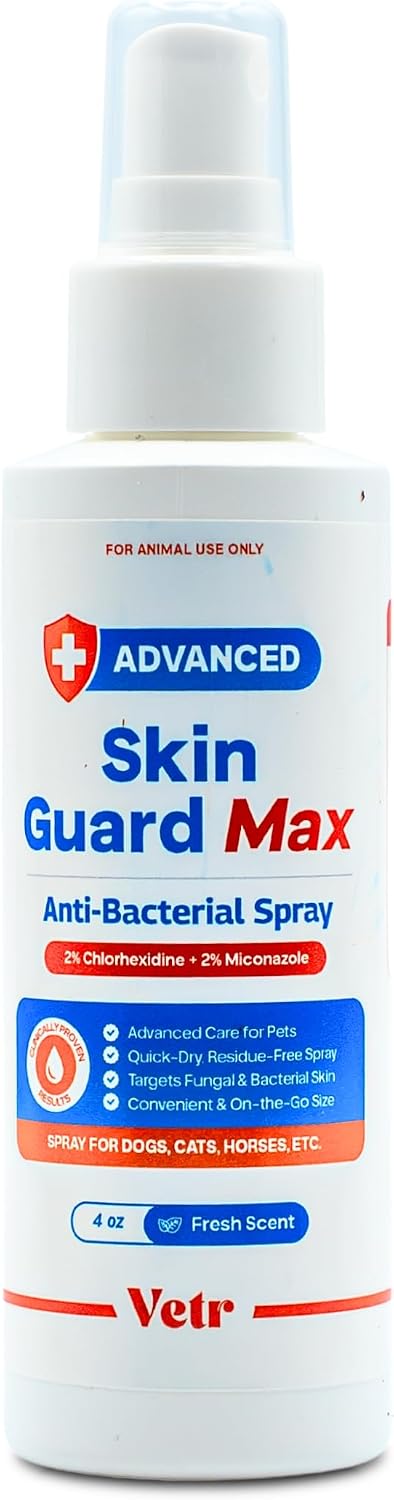 vetr Skin Guard Max Chlorhexidine Miconazole Cleansing Spray, 120mL