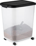 Amazon Basics Pet Food Storage Container with Wheels, BPA-Free, Detachable Scoop, 30lbs Capacity, Reliable Seal
