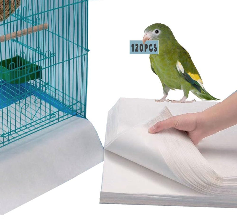 120 Pieces Bird Cage Liners-11'' X 17''Disposable Non-Woven Bird Cage Paper Liners Precut Absorbent Fecal Tray Cages Cus