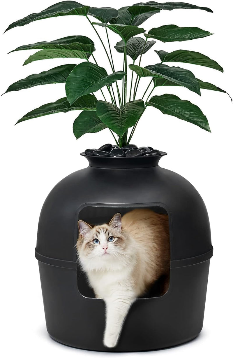 Secret Litter Box by Bundle & Bliss - Hidden Litter Box Enclosure, Patented Design with Odor Control, Includes Faux Plan
