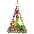 MUYG Bird Seagrass Mat,Natural Sea-Weed Woven Parrot Hammock Swing Mats Birds Foraging Wall Colorful Chewing Toy Lovebird Movable Hanging Hammocks Rocking Toys Parakeets Climbing Pad