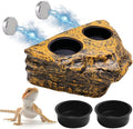 La La Pet®Magnetic Reptile Feeder Ledge with 4Pcs Cups Crested Gecko Feeding Bowls Removable Fruit Mud Basin for Bearded