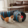 Mabaytir 3-Way Collapsible Cat Tunnel Tube Toy Black Blue — Interactive Play Tunnel with Hanging Ball & Peek Hole for Indoor Cats, Kittens, Puppies & Rabbits | Hours of Fun & Exercise