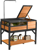 Aivituvin Tortoise Habitat Turtle Enclosure, Wooden Tortoise House Reptile Cage for Small Animals, Reptile Tank with Lar