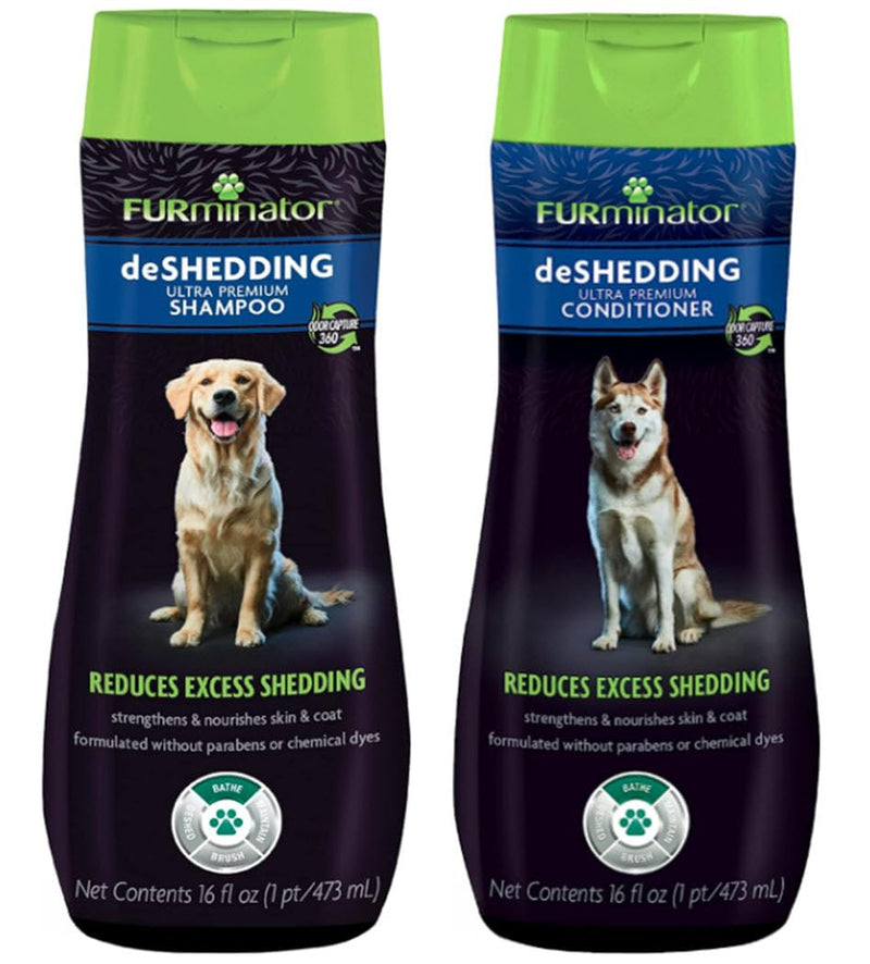 Furminator® Deshedding Ultra Premium Shampoo & Conditioner Bundle. 16oz.