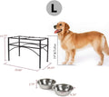 Funkeen Elevated Dog Bowls Raised Pet Feeder Cat Food & Water Diner Stand Set w/ 2 Removable Stainless Steel Bowls (2 Quarts/13.77" in Height)