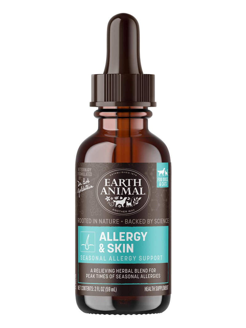 Earth Animal Apothecary Liquid Supplement - Allergy & Skin Herbal Remedies for Dogs & Cats - 2 fl oz