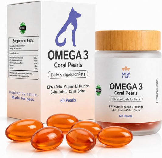 Omega 3 Fish Oil for Dogs and Cats EPA + DHA + Taurine + Vitamin E Vet Developed Formula 60 Softgels Supplement for Strong Joints Arthritis Support Soft Coat and Natural Shine Wild-Caught Salmon